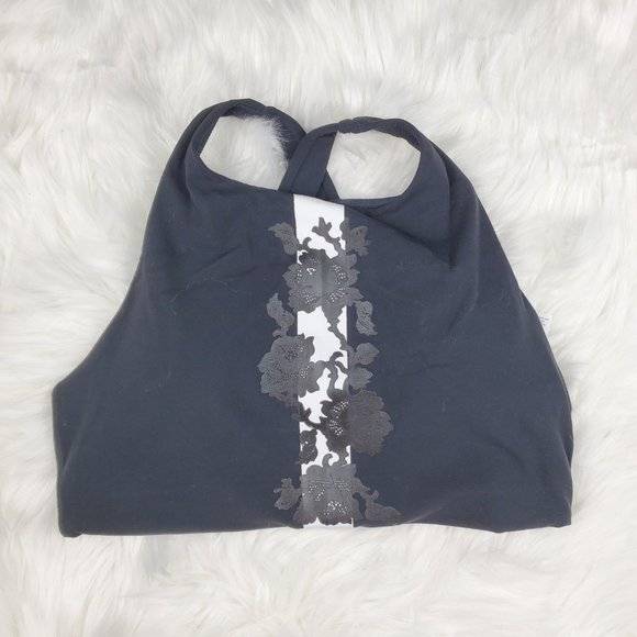 NWT Athleta Black Rose Stripe Conscious Bra - Picture 3 of 7